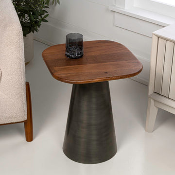 Skye 18" Modern Rustic Square Wood/Metal Accent Table